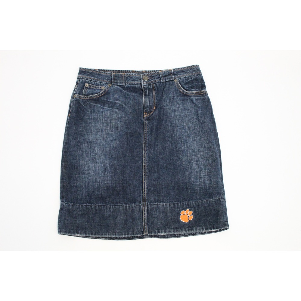 Gap 1969 Clemson Tigers Denim Mini Skirt Womens SM Dark Wash Cotton 408872-01-1